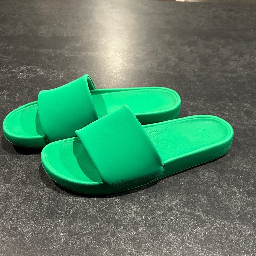 Lululemon Green Slide Sandals